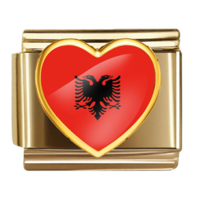 Albania Double Eagle Flag Heart