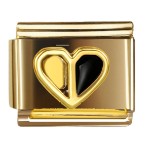 Gold and Black Split Heart