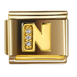 Gold Letter N with Clear Accents
