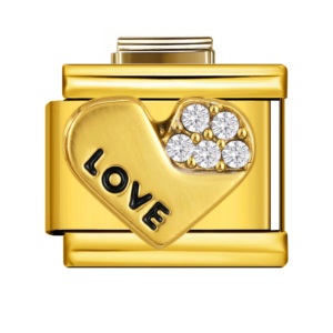 Gold Love Heart with Clear Accents
