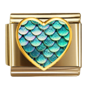 Teal Mermaid Scale Heart