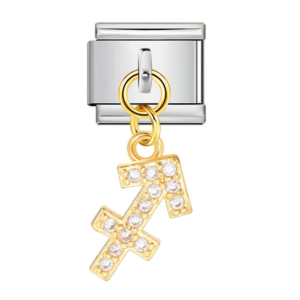 Gold Sagittarius Symbol Silver Link Pendant
