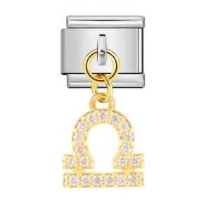 Gold Libra Symbol Silver Link Pendant