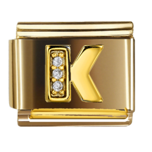 Gold Letter K with Clear Accents
