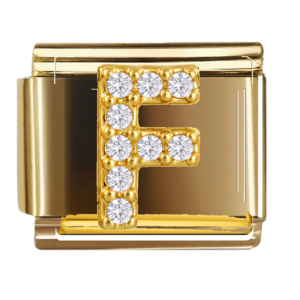Clear Inset Gold Letter F