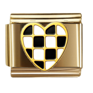 Black White Checkered Heart