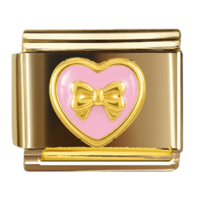 Pink Heart with Gold Bow