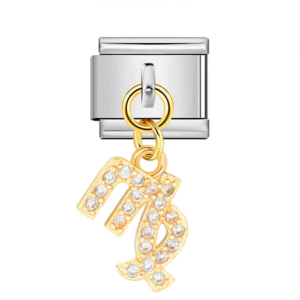 Gold Capricorn Symbol Silver Link Pendant