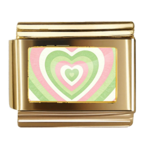 Pink Green Heart Rings