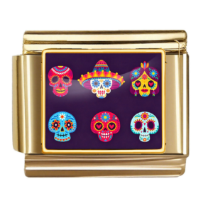 Gold Six Colorful Sugar Skulls