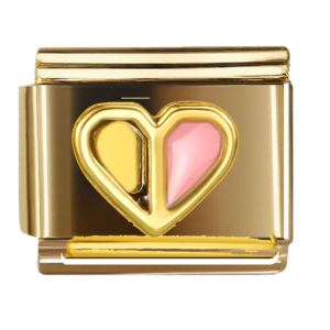 Gold and Pink Split Heart