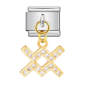 Gold Aquarius Symbol Silver Link Pendant