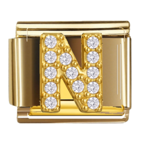 Clear Inset Gold Letter N