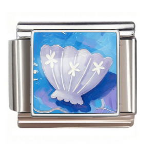Lavender Shell with White Flowers