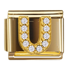 Gold Letter U with Clear Accents