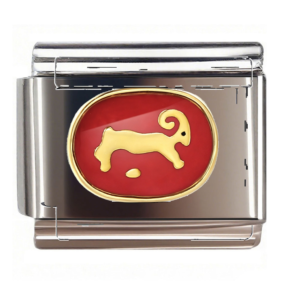Gold Ram on Red Oval