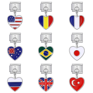 Silver Heart-Shaped Flag Pendant