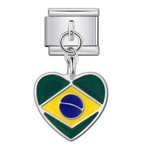Brazil Flag Heart Pendant