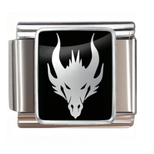 Silver Horned Dragon Head