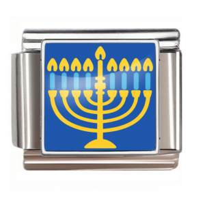 Golden Menorah Silver Frame
