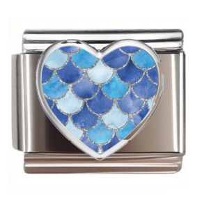 Blue Watercolor Silver Heart