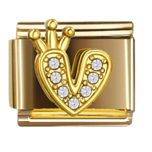 Crowned Gold V Heart