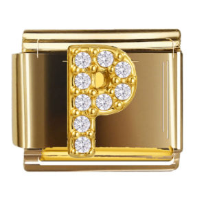 Clear Inset Gold Letter P