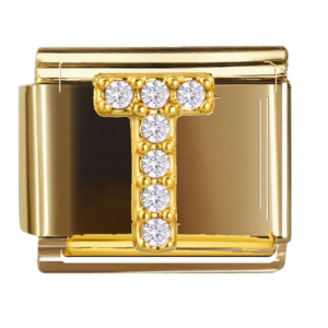 Gold Letter T with Clear Accents