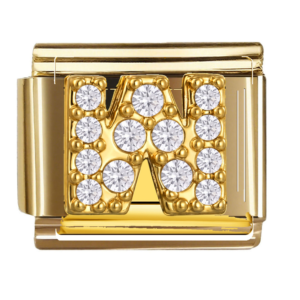 Full Clear-accent Gold Letter M