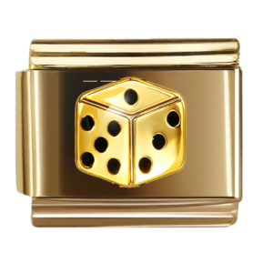 Gold Die with Black Pips
