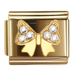 Gold Bow with Clear Accents