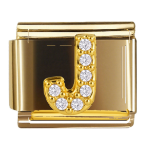 Clear Inset Gold Letter J