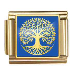 Golden Tree on Blue