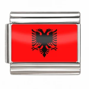 Albania Flag - Silver