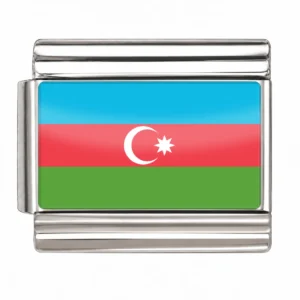 Azerbaijan Flag - Silver