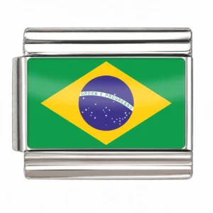 Brazil Flag - Silver
