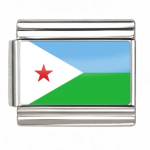 Djibouti Flag - Silver