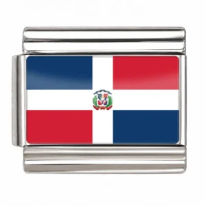 Dominican Republic Flag - Silver