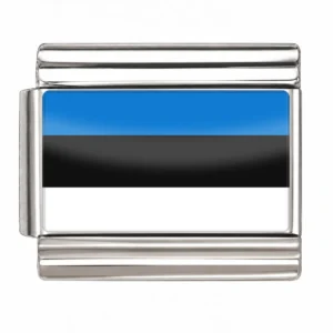 Estonia Flag - Silver
