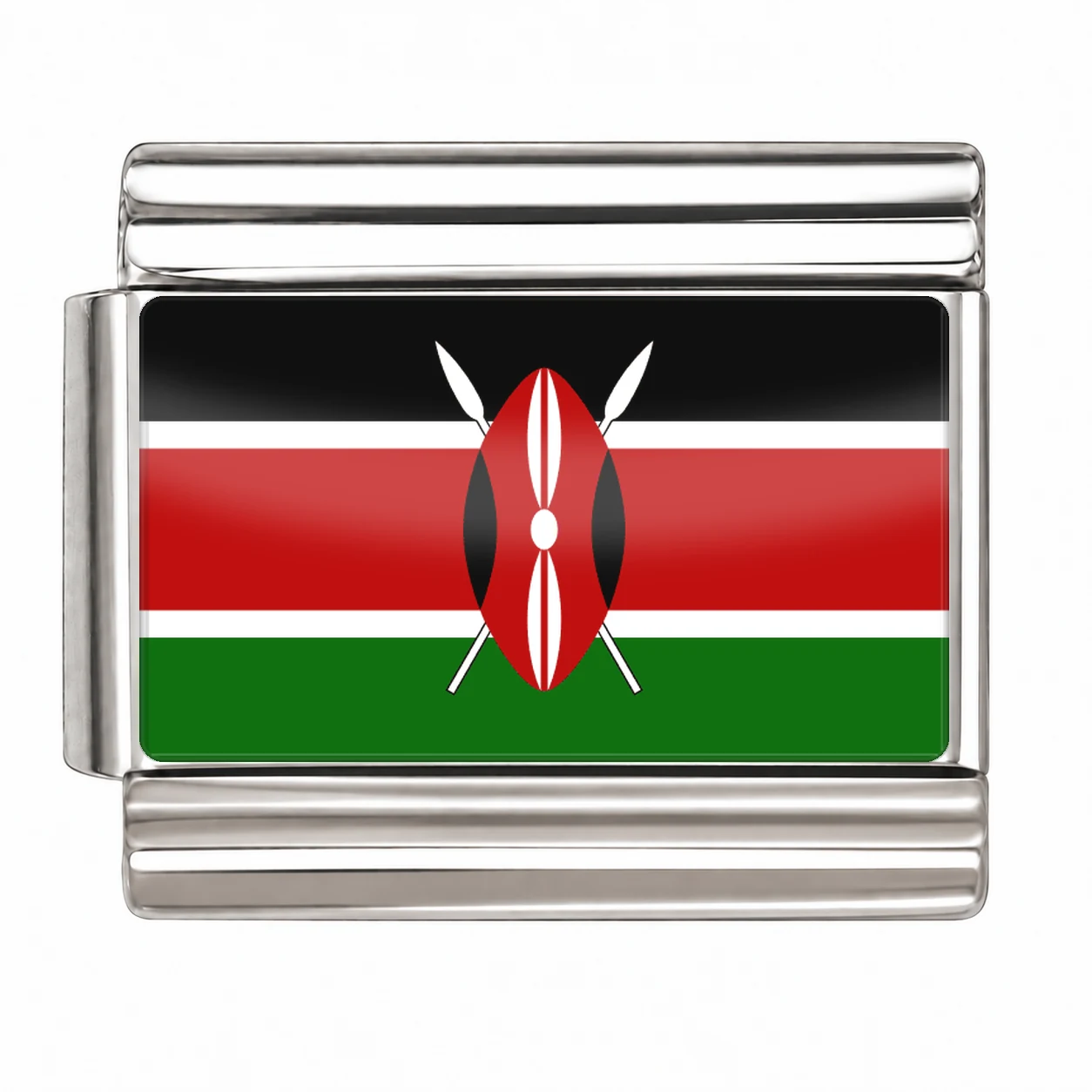Kenya Flag - Silver