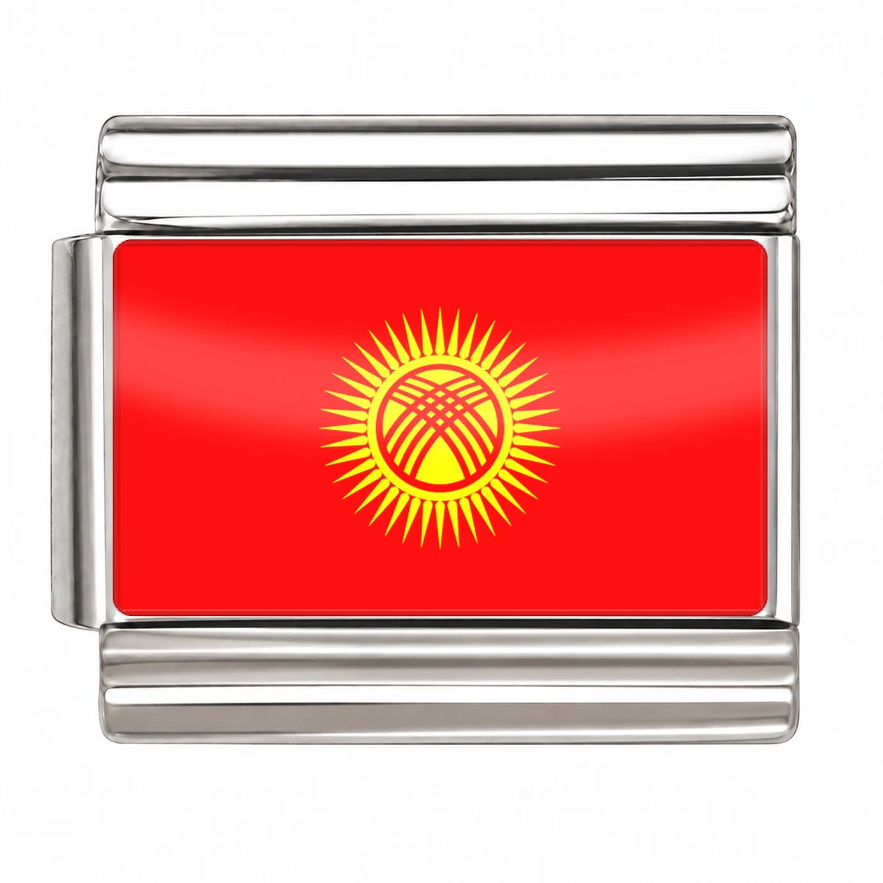 Kyrgyzstan Flag - Silver