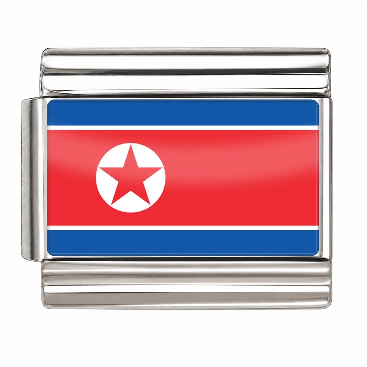 North Korea Flag - Silver