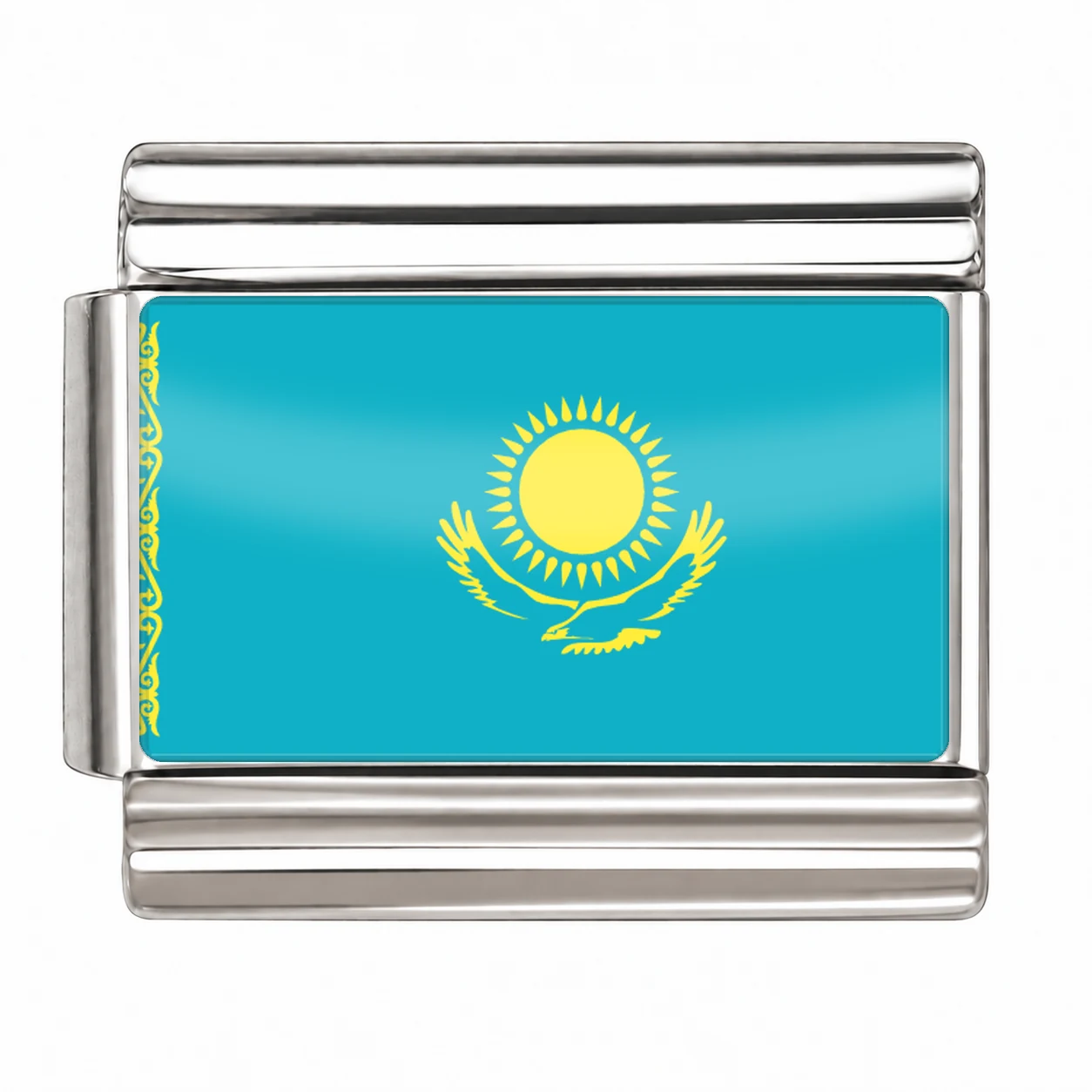 Kazakhstan Flag - Silver