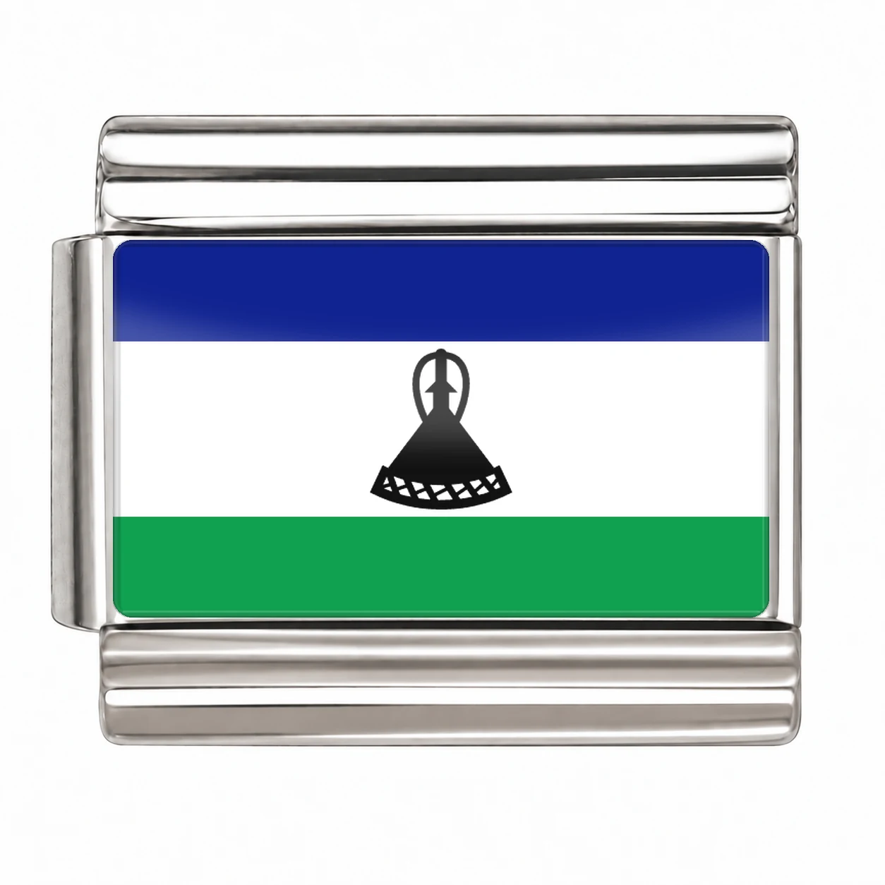 Lesotho Flag - Silver