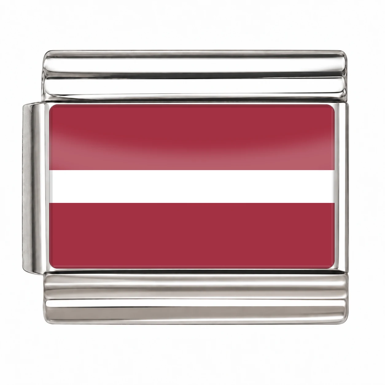 Latvia Flag - Silver