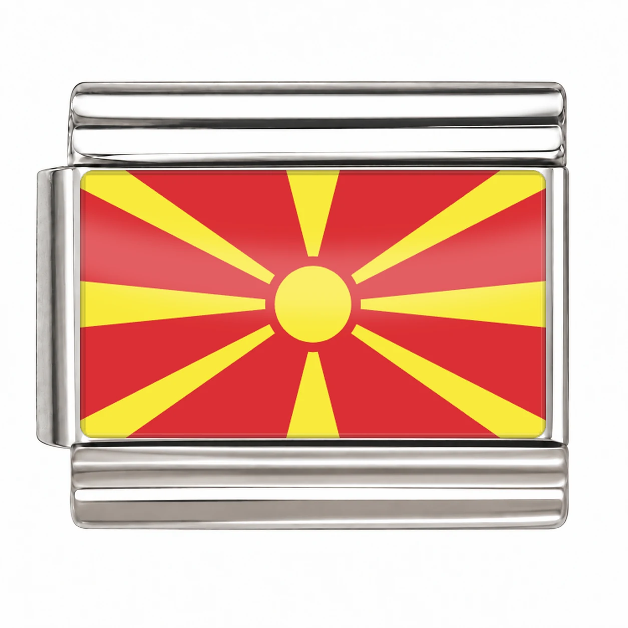 North Macedonia Flag - Silver