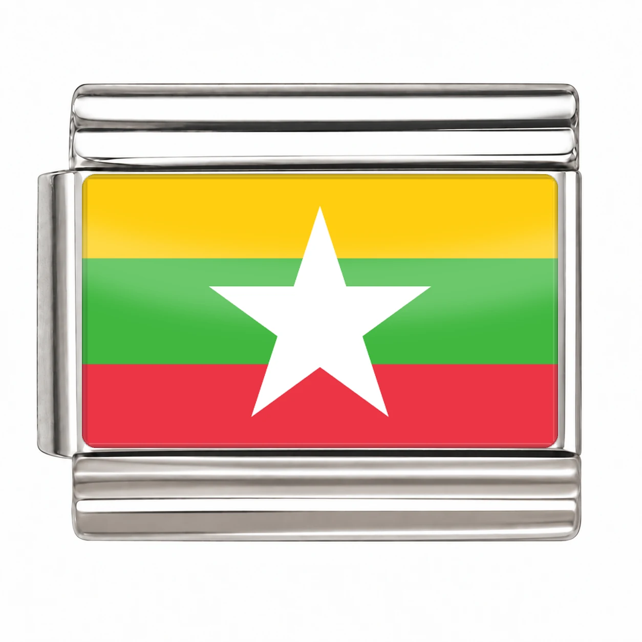 Myanmar Flag - Silver