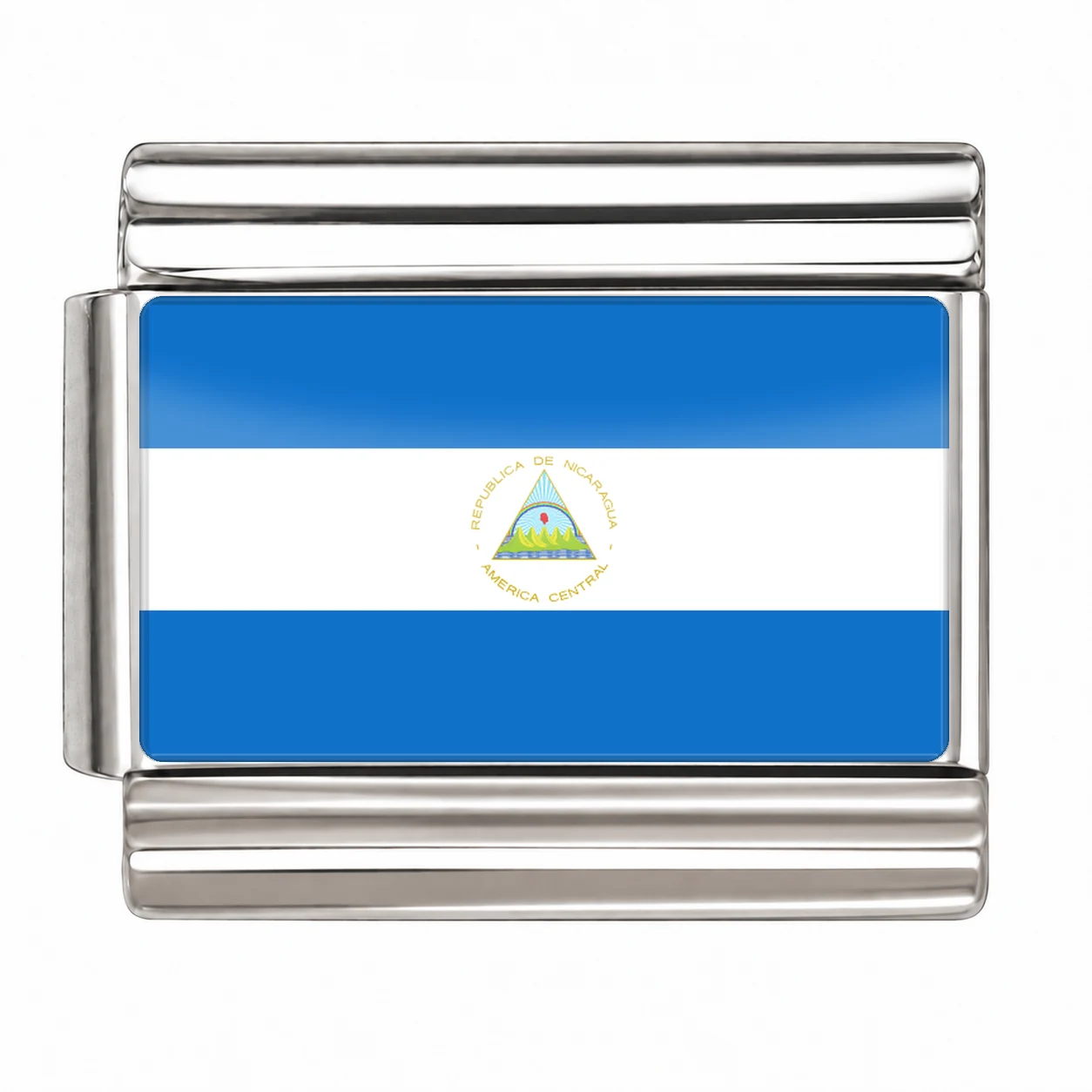 Nicaragua Flag - Silver