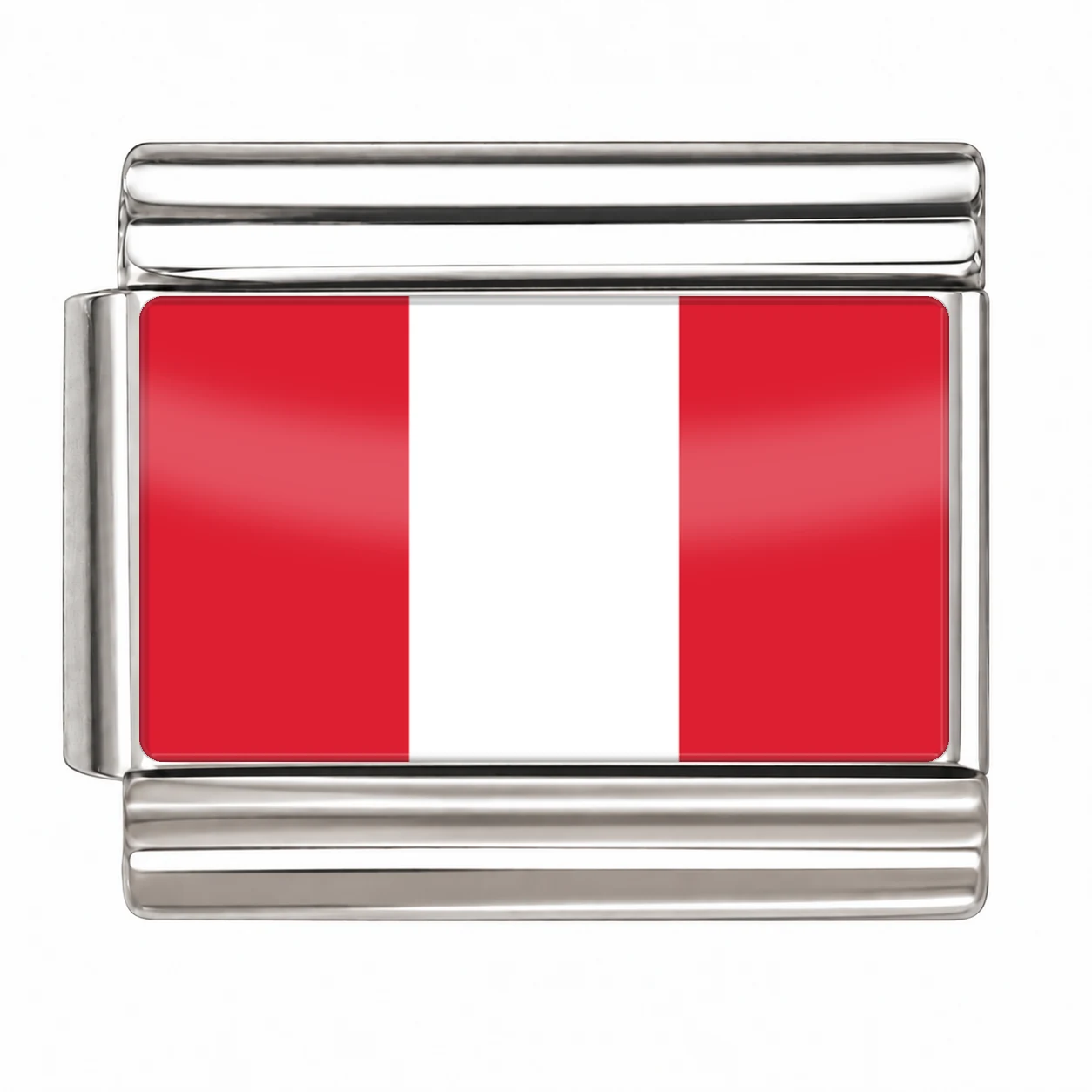 Peru Flag - Silver