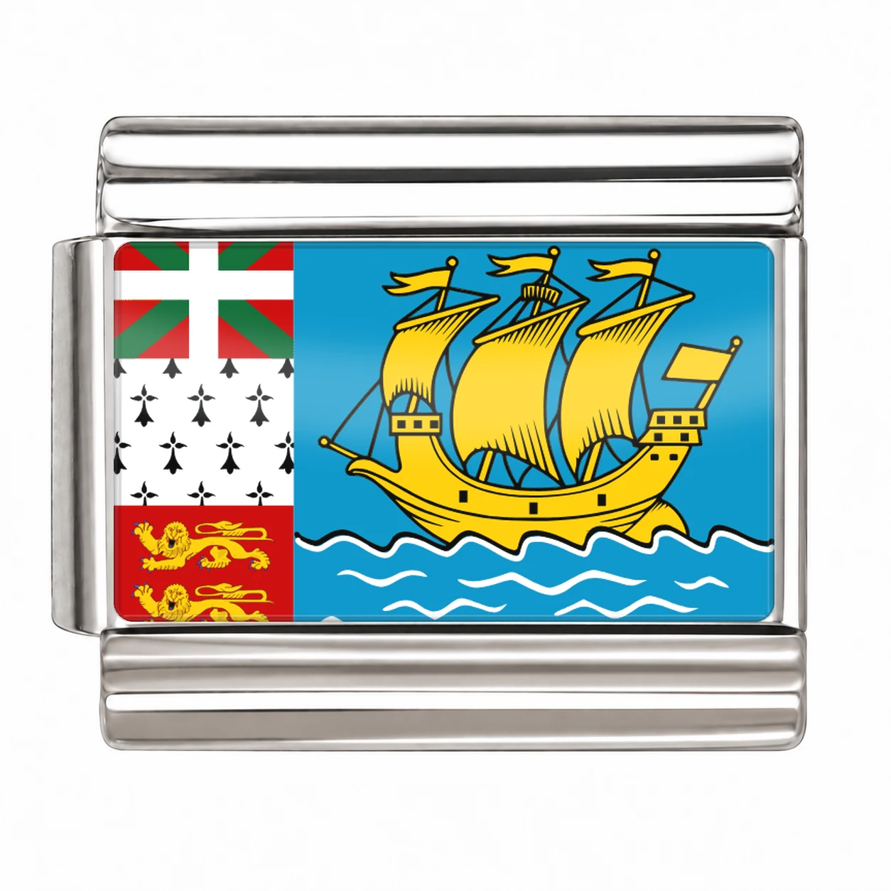 Saint Pierre and Miquelon Flag - Silver